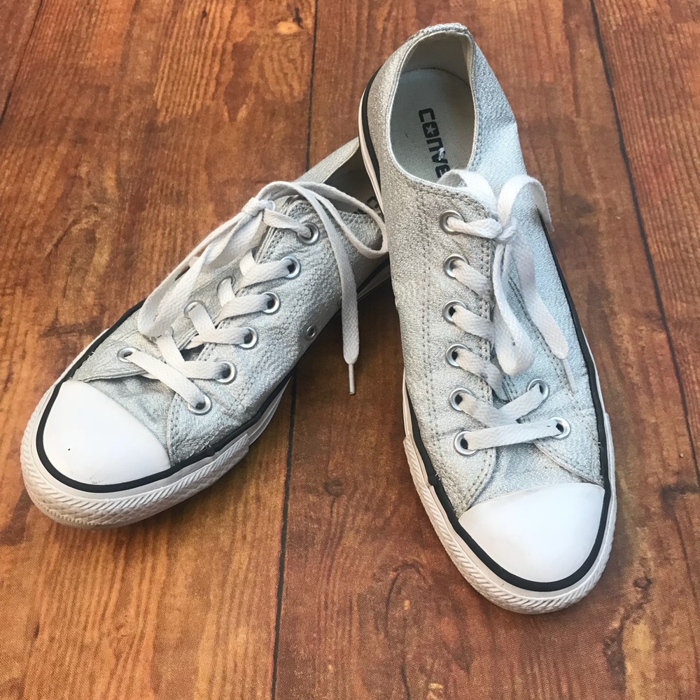 {CONVERSE} Silver & White Sneakers Shoes